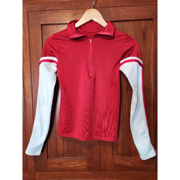 Chasse Jackets & Blazers - Chasse Performance Red & White Collared Zip Jersey White Sleeves Size Small